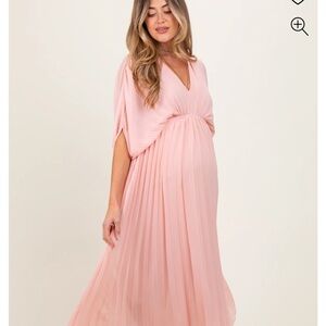 Pinkblush Blush Pink Pleated V-Neck Maxi Dress
